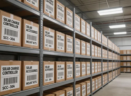 Warehouse shelves with controller cartons